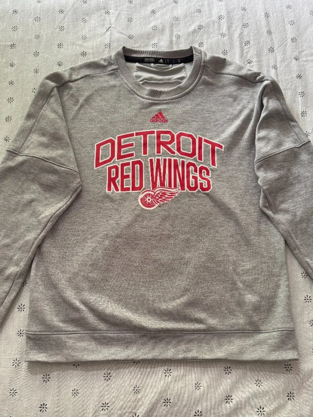 Adidas Detroit Red Wings Performance Crewneck Sweatshirt Gray Men's Large
